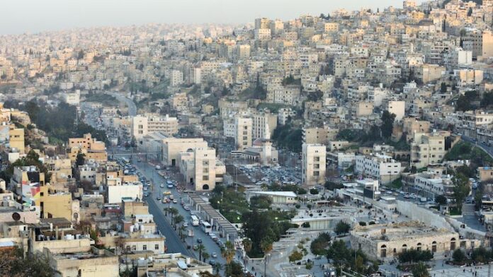 View of the residential area buildings of the city Amman, Jordan