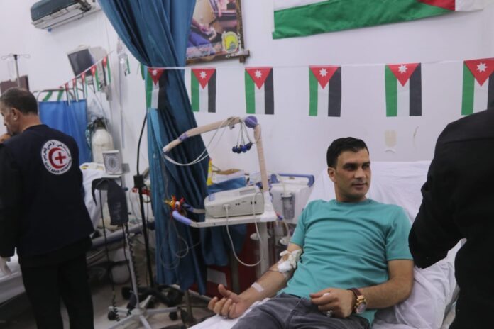 المستشفى الميداني الأردني 82 ينفذ حملة تبرع بالدم في غزة