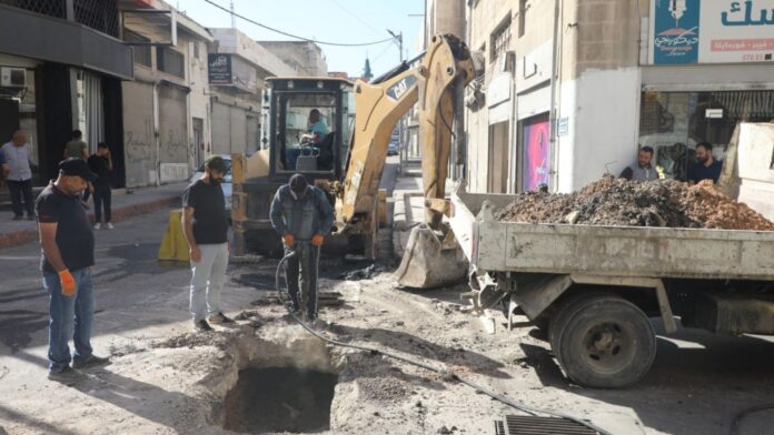 بلدية اربد توسع أعمال إنشاء خطوط تصريف مياه الأمطار