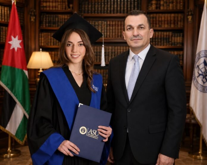 المحافظ موسى العبداللات يهنئ ابنته لجين بالتخرج من جامعة العلوم التطبيقية الخاصة
